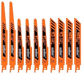 HORUSDY 10-Piece Reciprocating Saw Blades Set for Wood, Metal, and Plastic