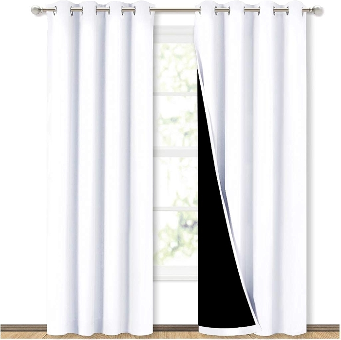 NICETOWN White 100 Blackout Curtains 84 inch Long for Bedroom 2 Pieces