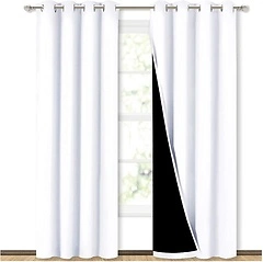 NICETOWN White 100 Blackout Curtains 84 inch Long for Bedroom 2 Pieces