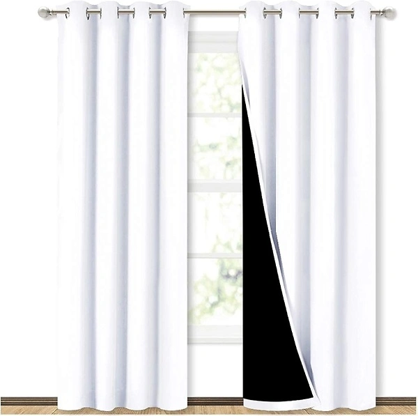 NICETOWN White 100 Blackout Curtains 84 inch Long for Bedroom 2 Pieces