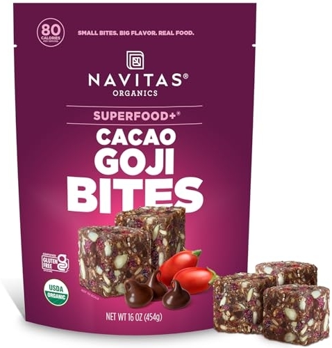 Navitas Organics Superfood Power Snacks, Cacao Goji, 16 oz. Bag, 23 Servings