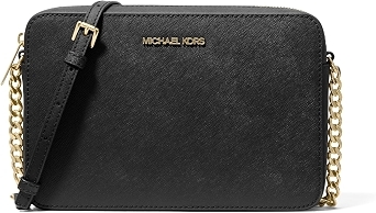 Michael Kors Women's Jet Set Large Crossbody Bag, Black Saffiano Leather