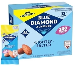 Blue Diamond Almonds Low Sodium Lightly Salted Snack Nuts, 100 Calorie Packs, 32 Count