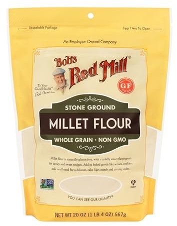 Bob's Red Mill Stone Ground Whole Grain, Millet Flour, 20 Ounce (Pack of 4)