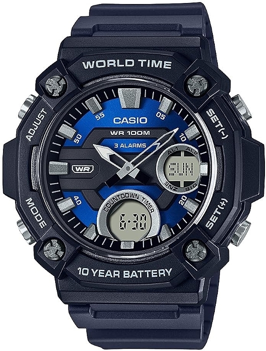 Casio 10 Year Battery World Time Countdown Timer Analog-Digital Watch