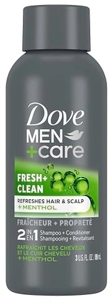Dove Men Fresh & Clean 2 in 1 Shampoo & Conditioner Travel Size 3oz