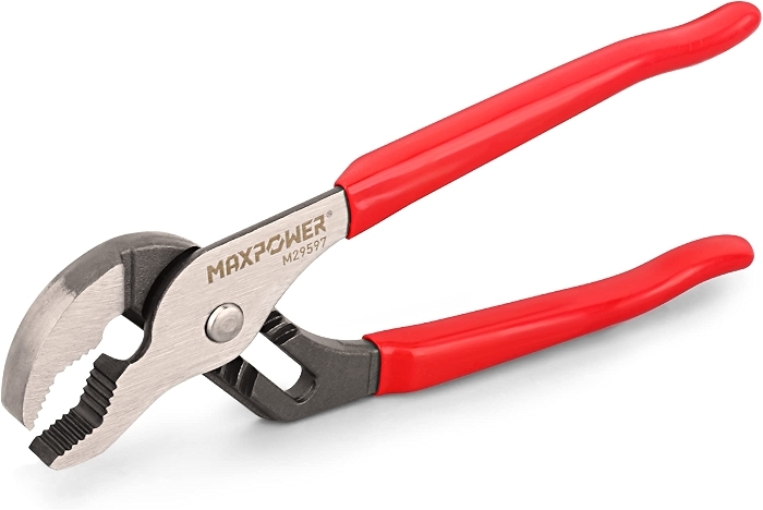MAXPOWER 10 inch Groove Joint Pliers, Quick Adjustable Serrated V Jaw