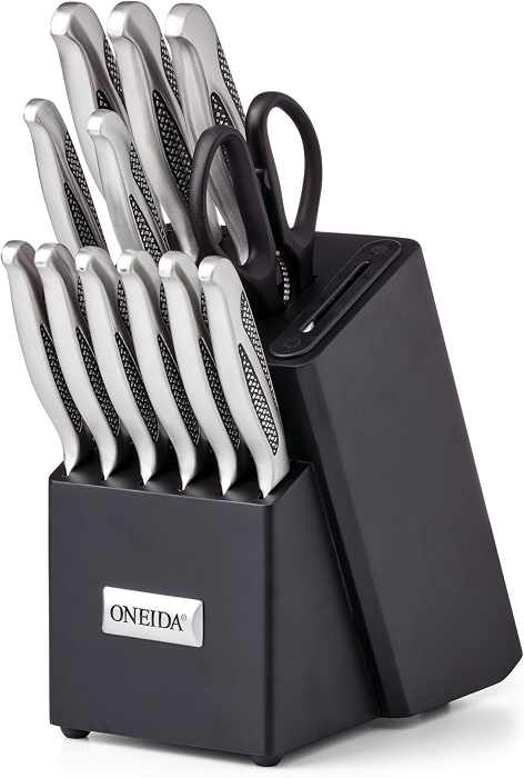 Oneida Crosshatch 14-Piece Kitchen Knife Set with Block