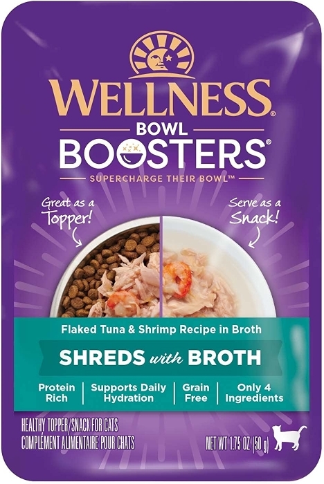 Wellness Bowl Boosters Tuna and Shrimp Wet Cat Food Topper, 12 Pouches