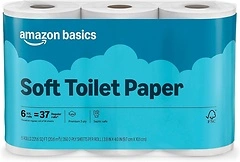 Amazon Basics 2-Ply Soft Toilet Paper, 6 Rolls, 350 Sheets per Roll