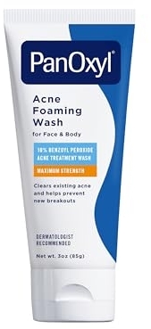 PanOxyl Acne Foaming Wash, 10 Benzoyl Peroxide, For Face & Body, 3 oz