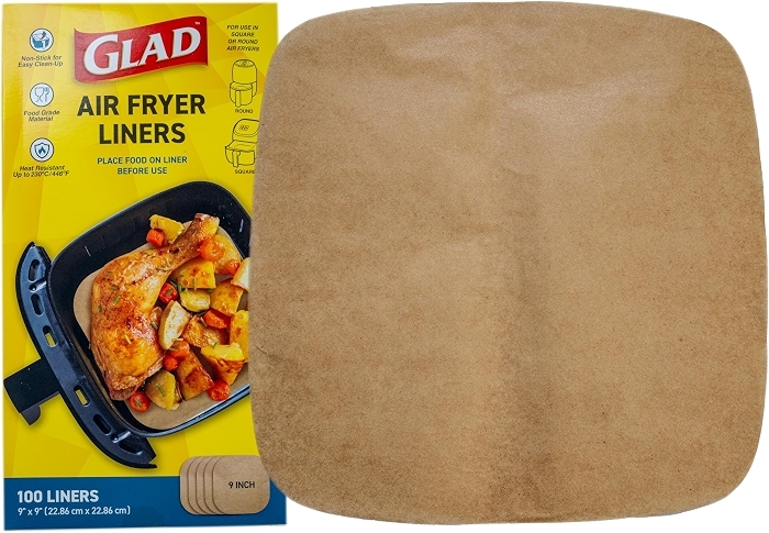 Glad Air Fryer Parchment Liners, Nonstick, 9x9 In, 100 Count