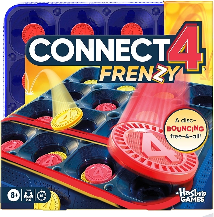 Connect 4 Frenzy Game with Bounce Discs, Family Party Game for 2 to 6 Players