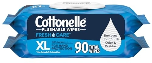 Cottonelle XL Flushable Wipes, 2 Packs, 45 Wipes per Pack