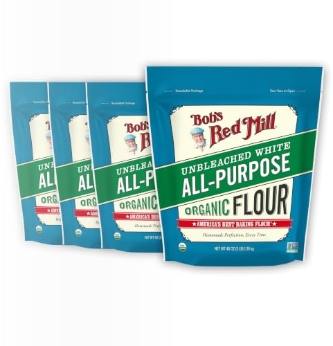 Bob's Red Mill Organic All Purpose Unbleached Flour, 3lb (4 Pack)