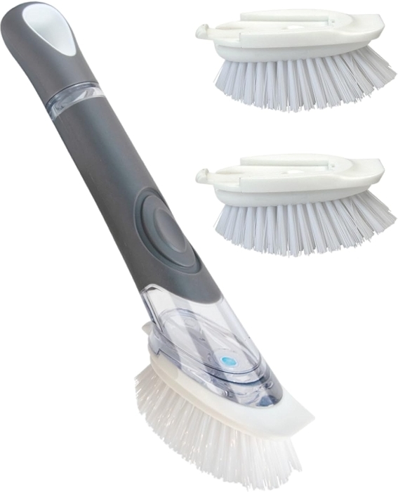 CELOX Dish Brush with Soap Dispenser, 1 Dish Wand + 3 Brush Heads