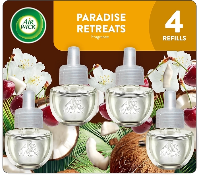 Air Wick Plug-In Scented Oil Refills, Paradise Retreat, 4 Count