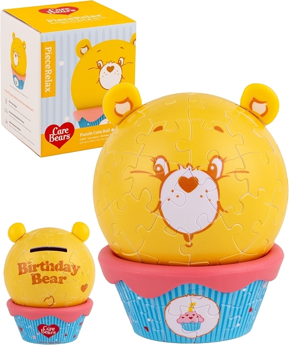 Care Bears 3D Puzzle Coin Bank - Birthday Bear, 84 Curved Plastic Pieces