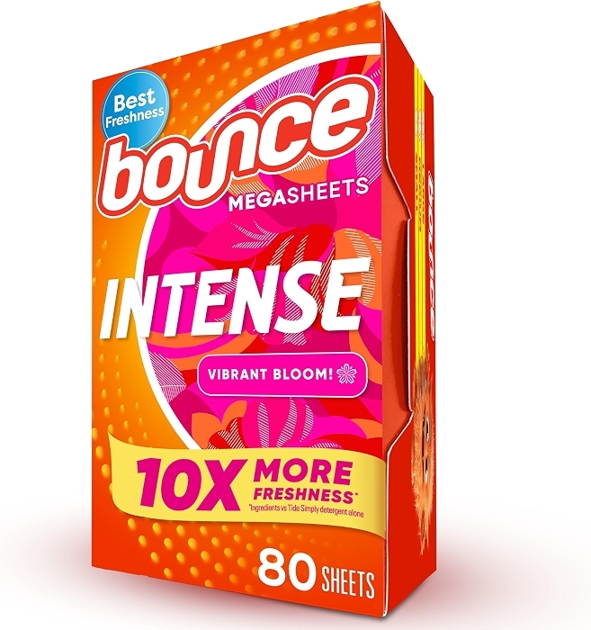 Bounce Intense Dryer Sheets, Vibrant Bloom, 80 Count, Scent Boosting