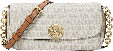 Michael Kors Women's Nolita Small Flap Chain Crossbody, Black, Vanilla/Acorn
