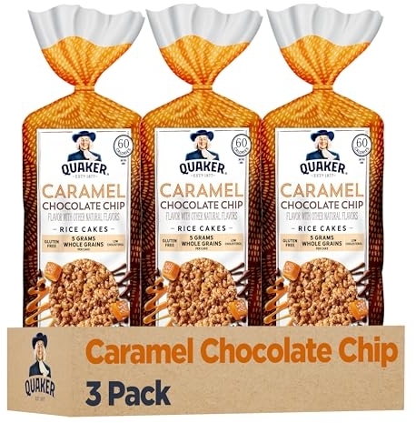 Quaker Large Rice Cakes, Caramel Chocolate Chip, 7.4 oz, 3 Bags, Gluten Free