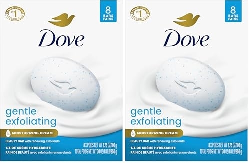 Dove Beauty Bar Soap Gentle Exfoliating, Soft & Smooth Skin, 3.75 oz, 16 Count