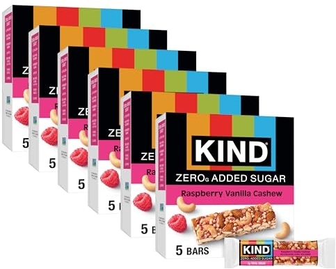 KIND ZEROg Added Sugar Bars, Raspberry Vanilla Cashew, Gluten Free, 30ct
