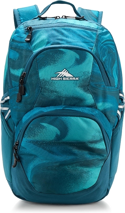 High Sierra Swoop Backpack, Travel or Work Bookbag with Tablet Sleeve, Teal Marble
