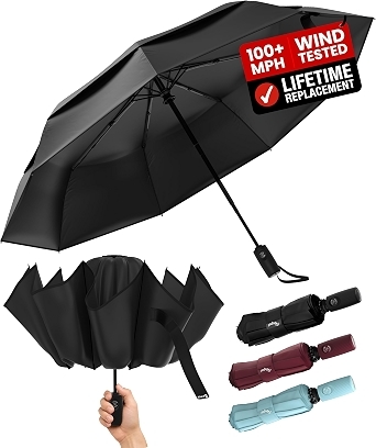 Repel Reverse Folding Umbrellas for Rain, Windproof, 46 Inch Large Coverage