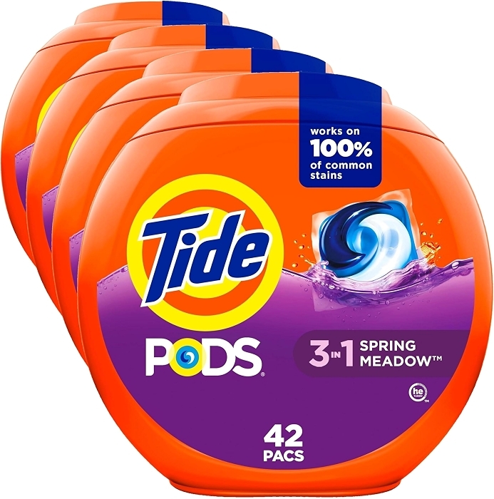 Tide Pods Laundry Detergent Pacs, 3-in-1 Stain Remover, Spring Meadow, 42 Count