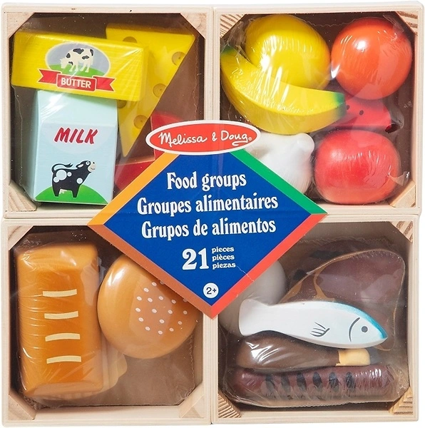 Melissa & Doug Food Groups, 21-Piece Wooden Pretend Play Food Set for Ages 3+