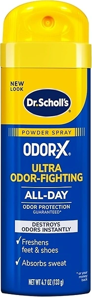 Dr. Scholl's Odor-X Foot Powder Spray, Shoe Deodorizer, 4.7 oz