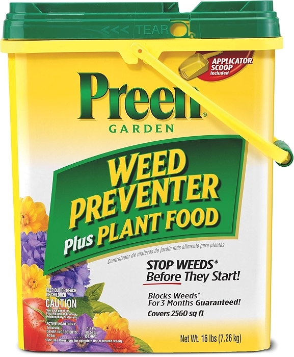 Preen Weed Preventer Plus Plant Food for Garden, 16 lb, Covers 2,560 sq ft