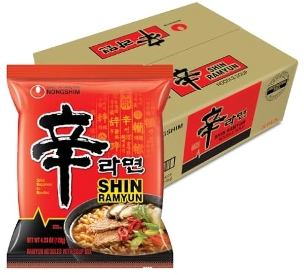 Nongshim Shin Ramyun Noodles, Spicy Korean Instant Ramyun, 4.23 oz, 20 Count