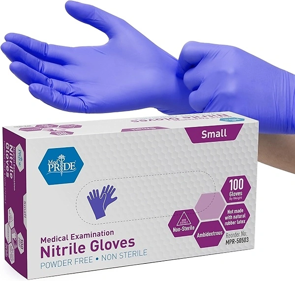 MED PRIDE Powder-Free Nitrile Exam Gloves (Small (Pack of 100))