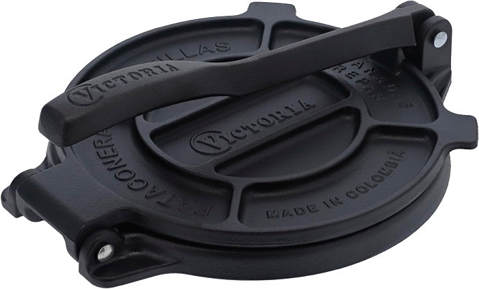 Victoria Cast Iron Tortilla Press, Roti Maker, 8-Inch, Seasoned with Flaxseed Oil