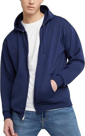 Hanes Men's Full-Zip Eco-Smart Hoodie, Navy, X-Large