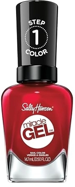 Sally Hansen Miracle Gel Nail Polish, Two-Step System, 449 Rhapsody Red