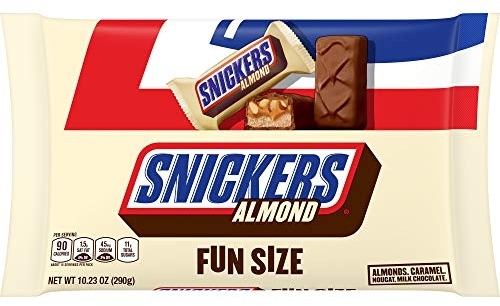 SNICKERS Almond Fun Size Chocolate Bars, Individually Wrapped, 10.23 oz