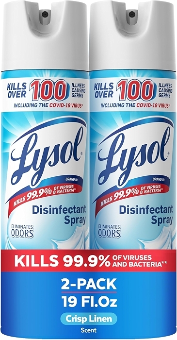 Lysol Disinfectant Spray, Sanitizer, Crisp Linen, 19 oz, 2 Pack
