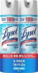 Lysol Disinfectant Spray, Sanitizer, Crisp Linen, 19 oz, 2 Pack