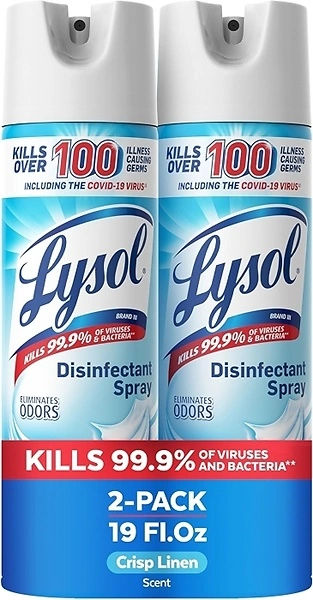 Lysol Disinfectant Spray, Sanitizer, Crisp Linen, 19 oz, 2 Pack
