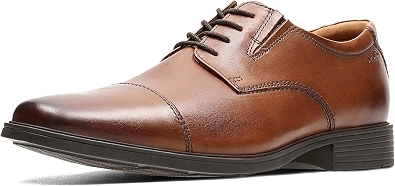 Clarks Men's Tilden Cap Oxford Shoe Dark Tan Leather 10 M
