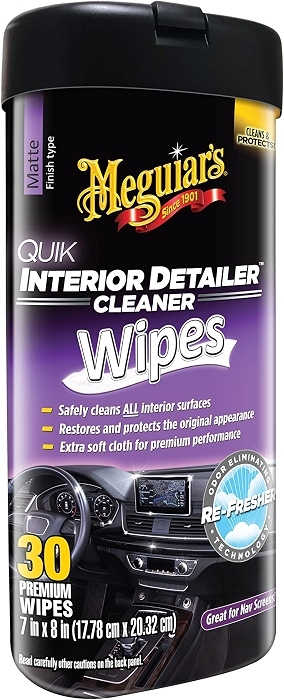 Meguiar's Quik Interior Detailer Wipes, Non-Greasy, All Surface, 30 Count