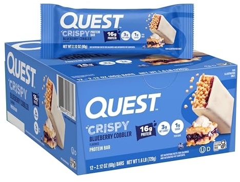 Quest Nutrition Crispy Blueberry Cobbler Protein Bar, 16g Protein, 12 Count