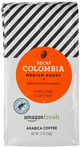 Amazon Fresh Decaf Colombia Ground Coffee, Medium Roast, 12 Ounce