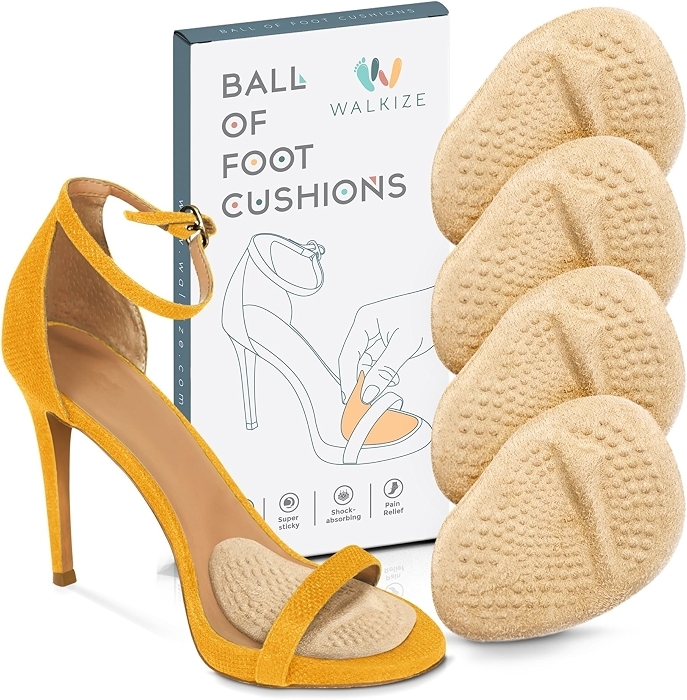 Walkize Ball of Foot Cushions for Women, Metatarsal Pads, 2 Pairs, Beige