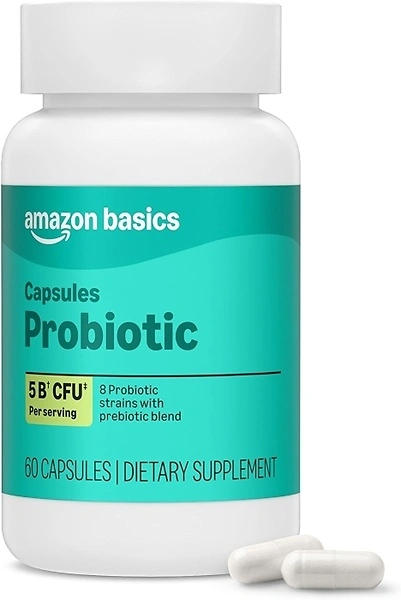 Amazon Basics Probiotic 5 Billion CFU, 8 Strains, 60 Count Vegetarian Capsules