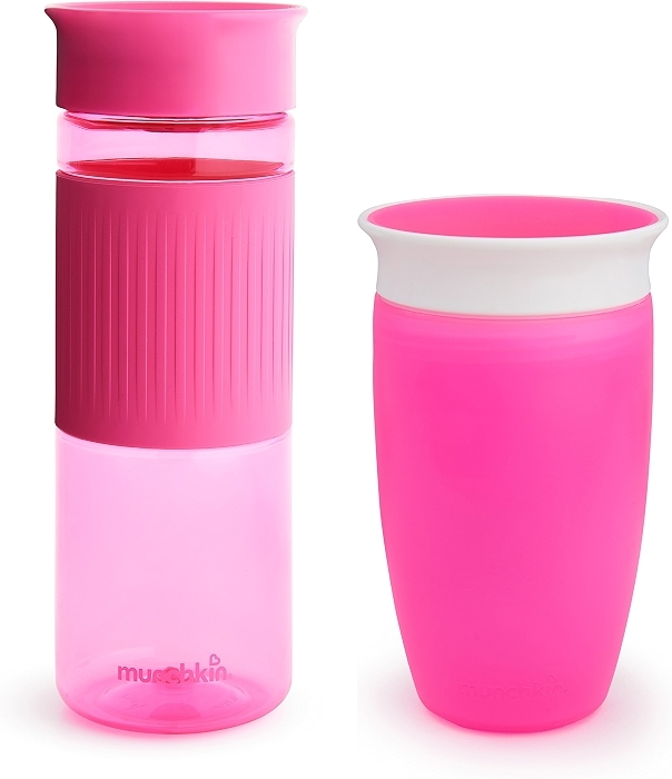 Munchkin Miracle 360 Spill Proof Sippy Cups, 24 and 10 Ounce, 2 Pack, Pink