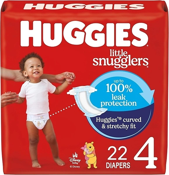 Huggies Size 4 Diapers, Little Snugglers, Size 4 (22-37 lbs), 22 Count